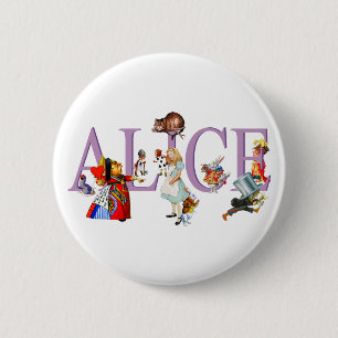 MACARON ROND 5 CM ALICE AU PAYS DES MERVEILLES ET AMIS