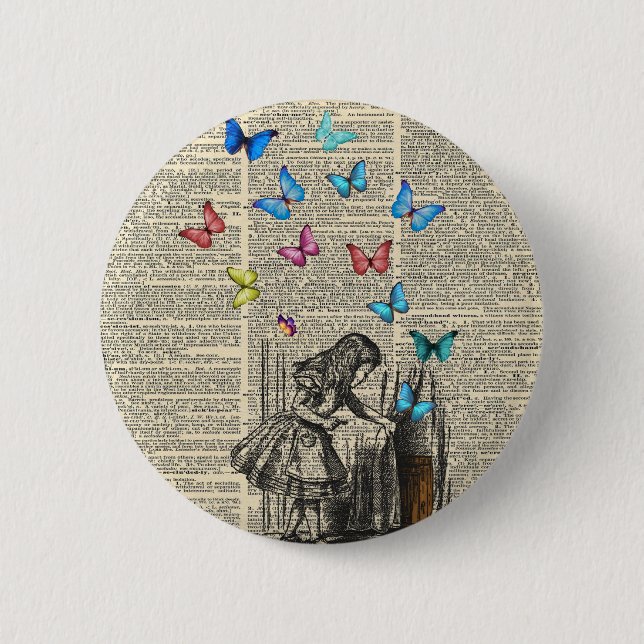 Macaron Rond 5 Cm Alice Au Pays Des Merveilles - Laissons Commencer  (Devant)