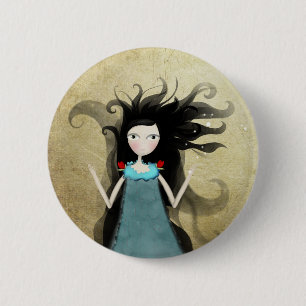 Macaron Rond 5 Cm Alice au pays des merveilles robe bleue fleurs rou