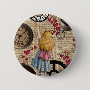Macaron Rond 5 Cm Alice au pays des merveilles voyageant à temps