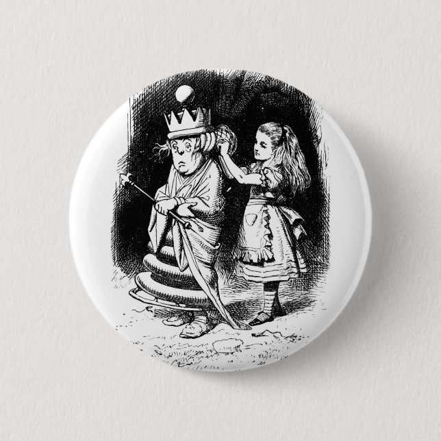 Macaron Rond 5 Cm Alice avec la reine blanche (Devant)