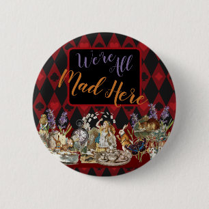 Macaron Rond 5 Cm Alice Aventures avec le Chat de Cheshire Fou de Wo