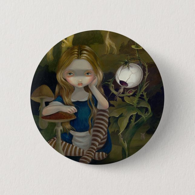 Macaron Rond 5 Cm "Alice bouton dans de Bosch paysage" (Devant)