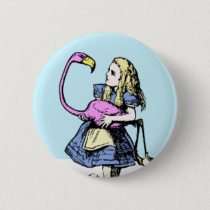 Macaron Rond 5 Cm Alice classique dans le Flamant rose du bouton #2