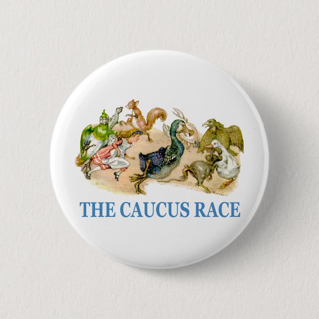 Macaron Rond 5 Cm Alice court dans la course au caucus (Devant)