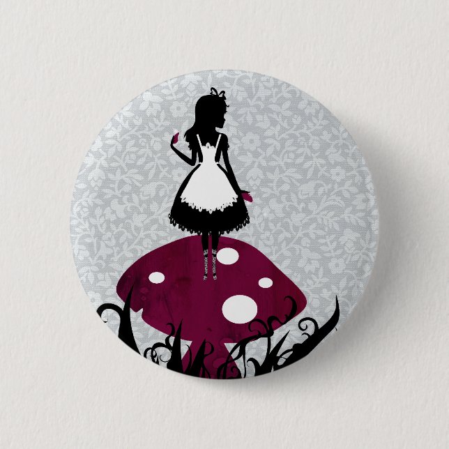Macaron Rond 5 Cm Alice dans le bouton de Pin du pays des merveilles (Devant)