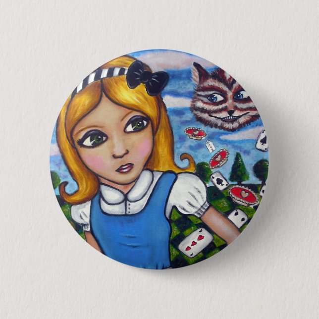 Macaron Rond 5 Cm Alice dans le Pin du pays des merveilles (Devant)