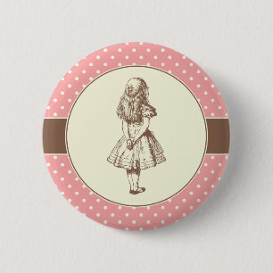 Macaron Rond 5 Cm Alice en pois du pays des merveilles