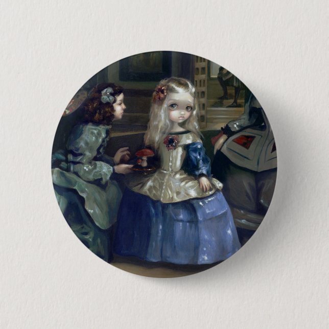 Macaron Rond 5 Cm "Alice et bouton de Las Meninas" (Devant)