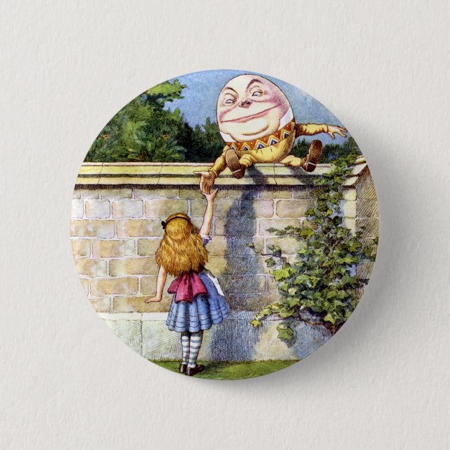 Macaron Rond 5 Cm Alice et Humpty Dumpty au pays des merveilles (Devant)