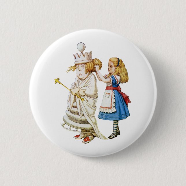 MACARON ROND 5 CM ALICE ET LA REINE BLANCHE (Devant)