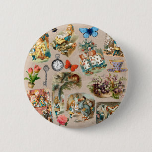 Macaron Rond 5 Cm Alice in Wonderland Cheshire Cat Characters