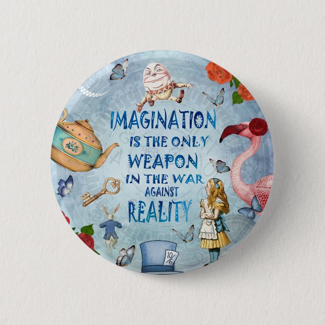 Macaron Rond 5 Cm Alice In Wonderland Citation - Imagination (Devant)