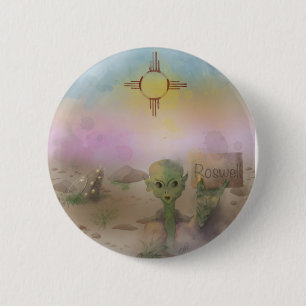 Macaron Rond 5 Cm Alien Crash vaisseau spatial Roswell Nouveau-Mexiq