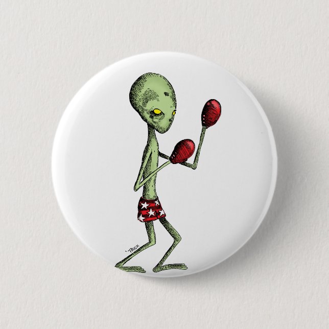 Macaron Rond 5 Cm Alien de boxe (Devant)