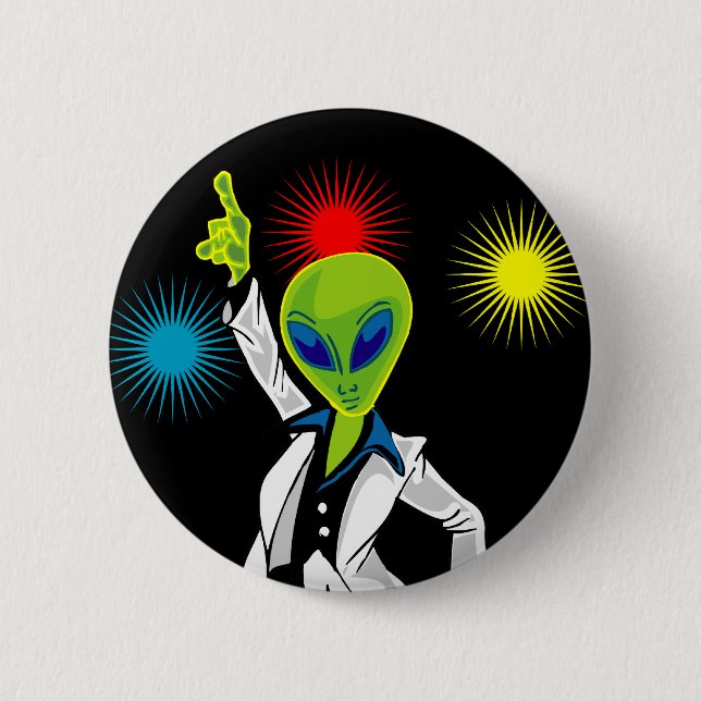 Macaron Rond 5 Cm Alien de disco (Devant)