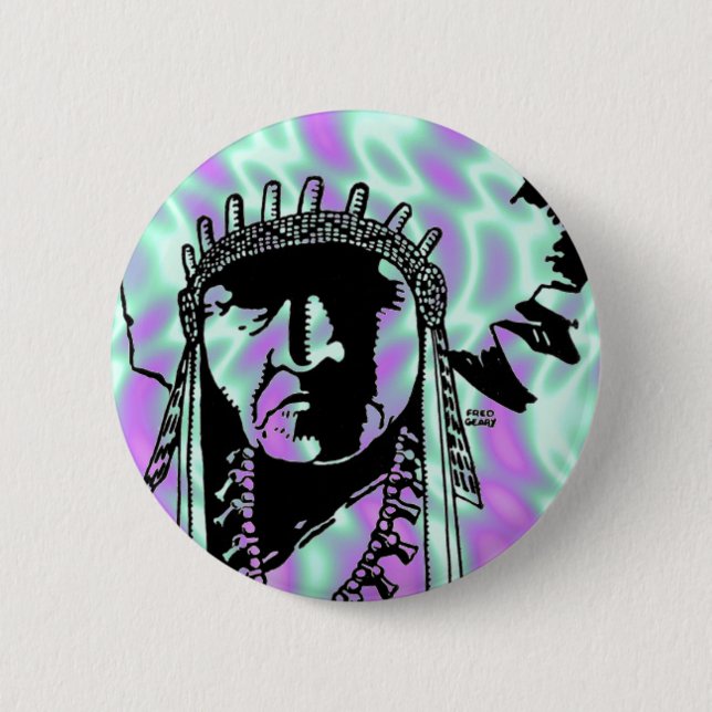 Macaron Rond 5 Cm Alien Green, bouton indien (Devant)