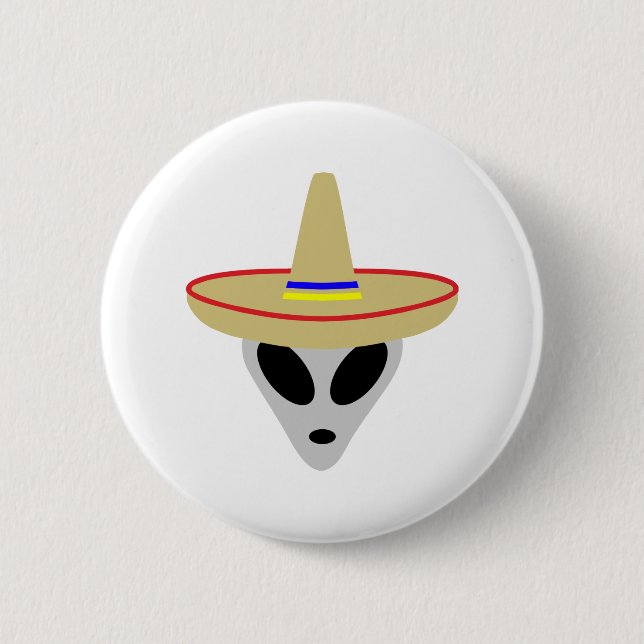 Macaron Rond 5 Cm alien mexicain sombrero (Devant)