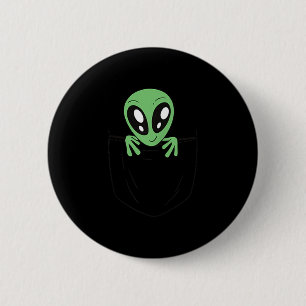 Macaron Rond 5 Cm Alien Vert Dans Une Poche Drôle Sci Fi Graphique