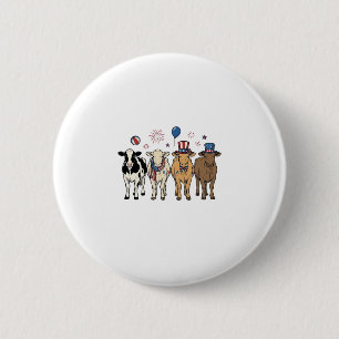 Macaron Rond 5 Cm Alignement de vaches patriotiques dessin de t-shir