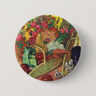 Macaron Rond 5 Cm Alimentation Biologique, Légumes de jardin, Fleurs