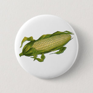 Macaron Rond 5 Cm Aliments anciens, légumes sains, maïs en épi