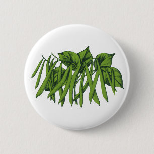 Macaron Rond 5 Cm Aliments vintages, haricots verts biologiques Légu