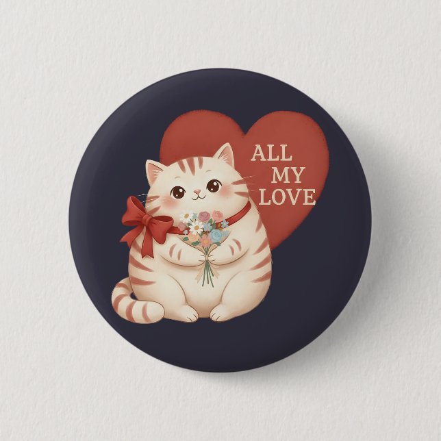 Macaron Rond 5 Cm All My Love Tabby Cat (Devant)