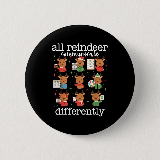 Macaron Rond 5 Cm All Reindeer Communicate Differently Xmas Autism A (Devant)
