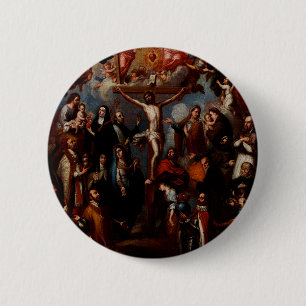 Macaron Rond 5 Cm Allégorie de la Crucifixion avec des saints jésuit