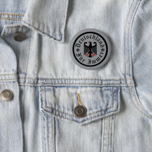 Macaron Rond 5 Cm Allemagne/Deutschland Forever/aigle noir/croix de 