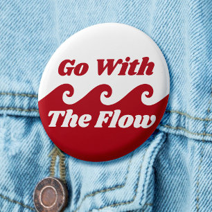 Macaron Rond 5 Cm Aller Avec Le Flux Menstruation Red Wave Slogan