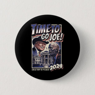 Macaron Rond 5 Cm Aller Joe Funny Pro Trump & Zombie Biden 2024