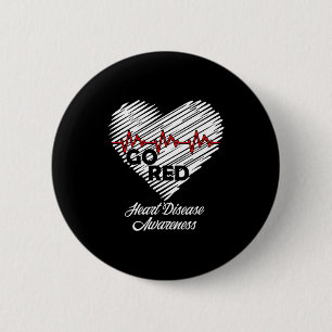 Macaron Rond 5 Cm Aller Santé du Cœur Rouge Sensibilisation aux Mala