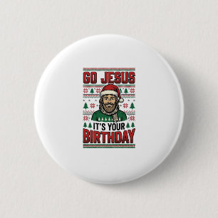 Macaron Rond 5 Cm Allez Jésus Noël Anniversaire Vintage Chemise