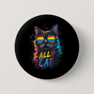 Macaron Rond 5 Cm Allié LGBT Chat Être Gentil Arc-en-ciel Gay Drôle