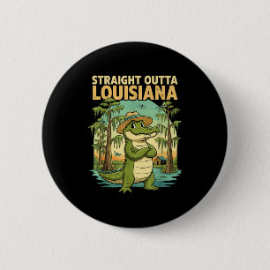 Macaron Rond 5 Cm Alligator de Louisiane drôle Rétro Faune Voyage Ba