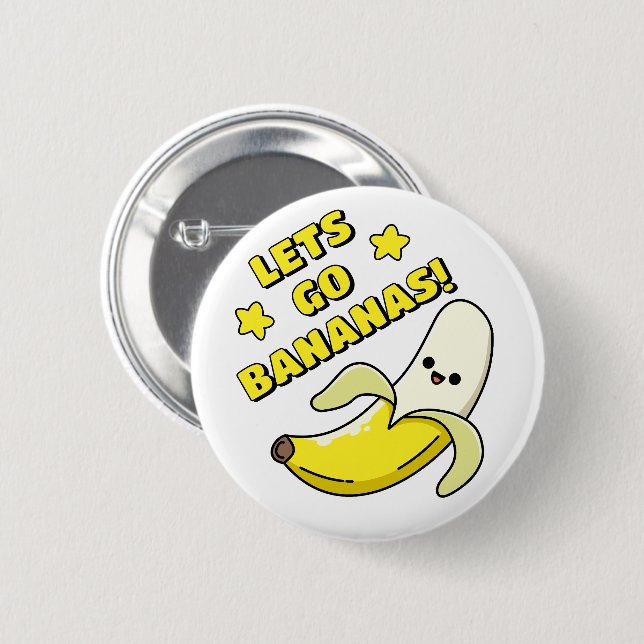 Macaron Rond 5 Cm Allons-y bananes ! (Devant & derrière)