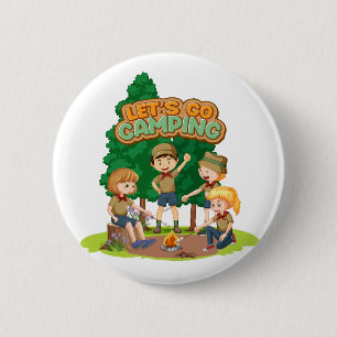 Macaron Rond 5 Cm Allons-y Camping