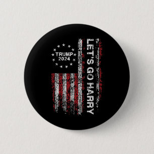 Macaron Rond 5 Cm Allons-y Harry Drôle Trump 2024 Drapeau États-Unis