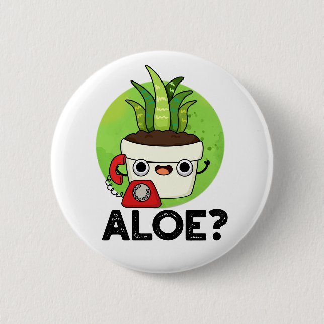 Macaron Rond 5 Cm Aloe Funny Plante Hello Pun (Devant)