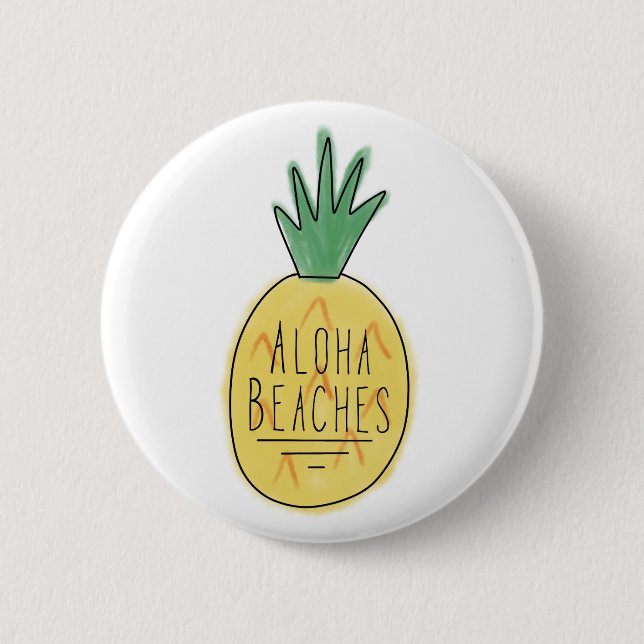 Macaron Rond 5 Cm Aloha bouton de plages (Devant)