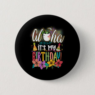 Macaron Rond 5 Cm Aloha C'est Mon Anniversaire Plages Hawaïennes Alo