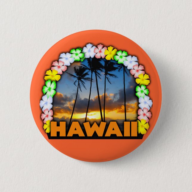 Macaron Rond 5 Cm Aloha Hawaï (Devant)