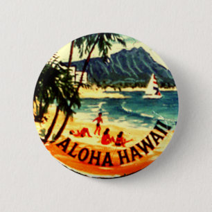 Macaron Rond 5 Cm Aloha Hawaii