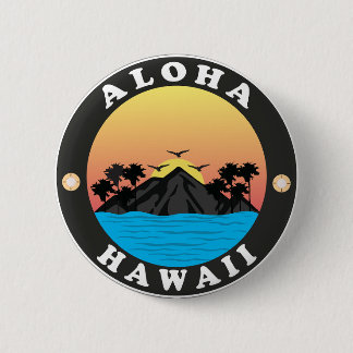 Macaron Rond 5 Cm Aloha Hawaii Beach Vintage