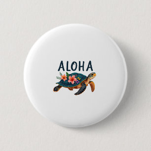 Macaron Rond 5 Cm Aloha Hawaii Chemise Hawaïenne Tortue Hibiscus Enf