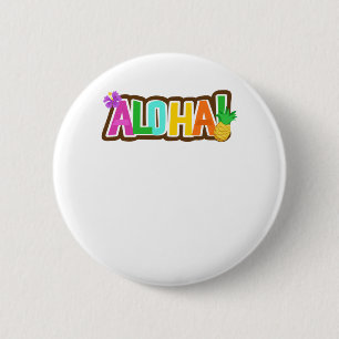 Macaron Rond 5 Cm Aloha Hawaii Hawaiian Island Surfing Tropical