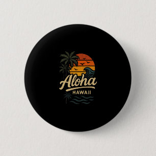 Macaron Rond 5 Cm Aloha Hawaii Plage Été Surf Rétro 70s