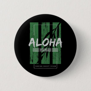 Macaron Rond 5 Cm Aloha Hawaii Surfant Plage de Sunset